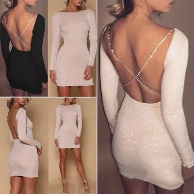 sexy Open Back Bodycon Mini Dress Homecoming Dress  S948