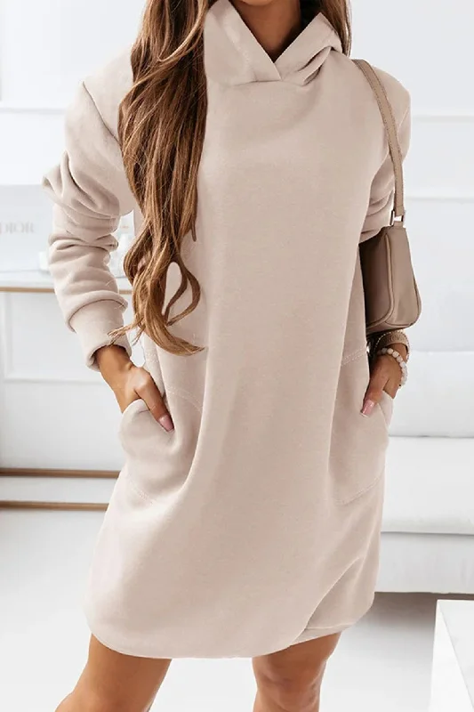 Solid Hooded Mini Dress