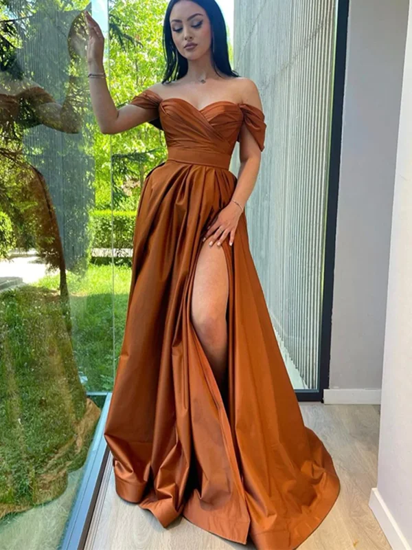 A-line Off Shoulder Long Prom Dresses, Popular Evening Party Dresses, 2023 Long Prom Dresses