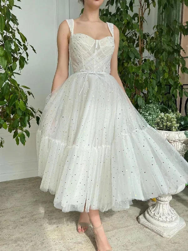 Lovely Gliter Ivory Prom Dresses, Corset Tea Length Prom Dresses, Princess Dresses, Party Dresses, 2022 Prom Dresses