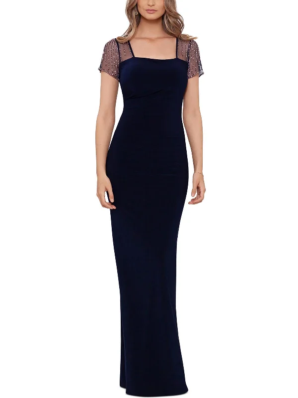 Womens Embellished Polyester Evening Dress