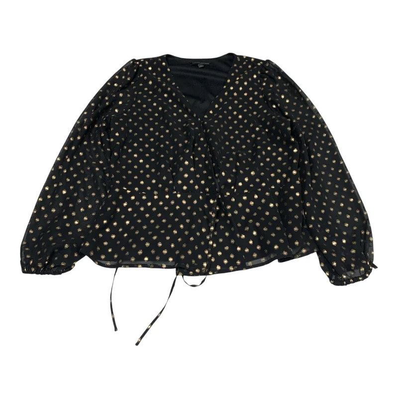 Blouse Long Sleeve By Banana Republic In Black & Gold, Size: M