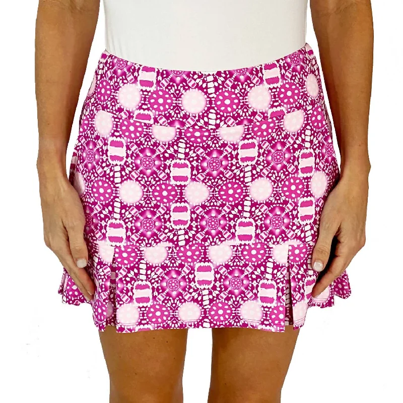 Scottsdale Pleated Skort In Peace Love Pickleball Fuchsia