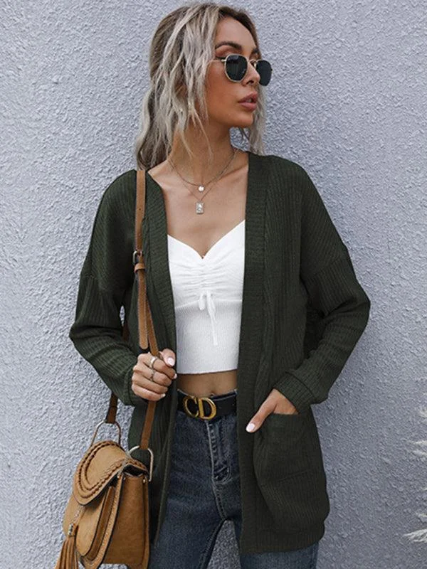 Solid Casual Long Women Cardigan Sweater