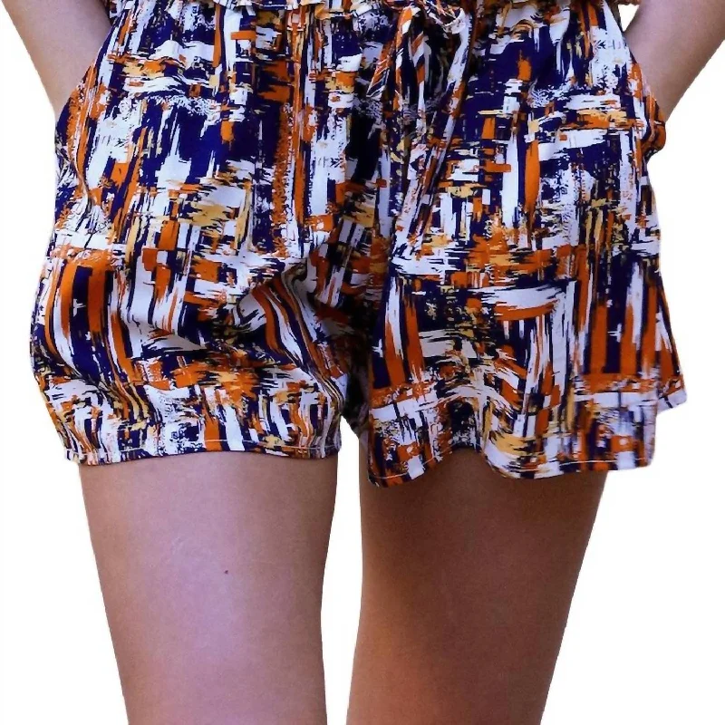 Stroke Of Style Silk Shorts In Orange