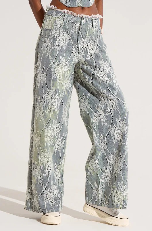 VERONICA FLORAL LACE WIDE LEG DENIM